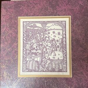 Vintage Style Art Print with Burgundy and Cream